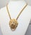 Mid-Century Modern Vintage 1970s Signed Accessocraft Goldtone Lion Doorknocker With Rhinestone Eyes Pendant Necklace For Sale - Image 3 of 9