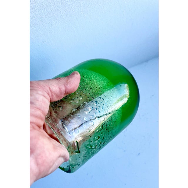 Green Art Glass Vase with Bubbles, Scandinavian, circa 1950's For Sale - Image 11 of 12
