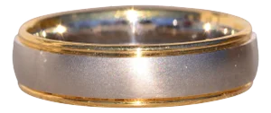 The Mount Two: Designer Signed Wedding Band in Platinum and 18 Karat Yellow Gold