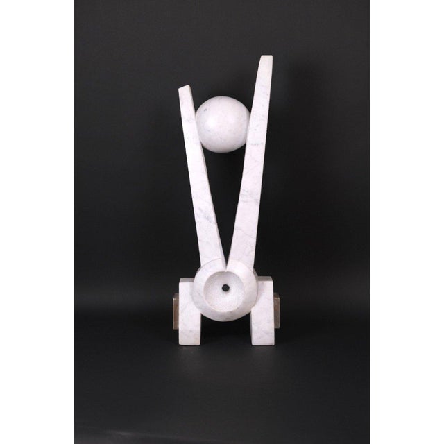 Hugo Verheyen, New Europe Sculpture, 1970s, Carrara Marble and Steel, in Very Good conditions. Designed 1970 to 1979 I...