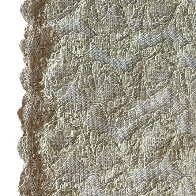 Farmhouse Vintage Lace Banquet Length Tablecloth Chantilly Lace Farmhouse Traditional Victorian Edwardian Beige For Sale - Image 3 of 7