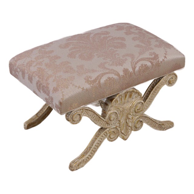 William Switzer Georgian Style Carved X Form Bench Stool For Sale