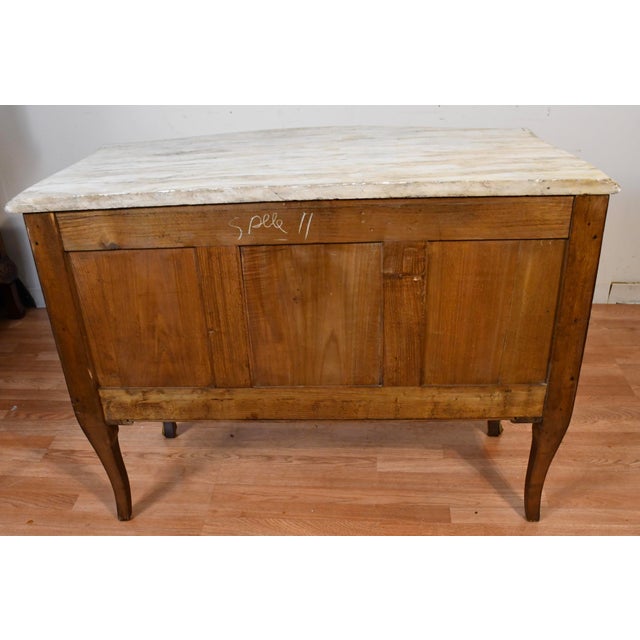 1910 Antique French Louis XV Satinwood Inlaid & Marble Top Commode / Dresser For Sale - Image 11 of 13