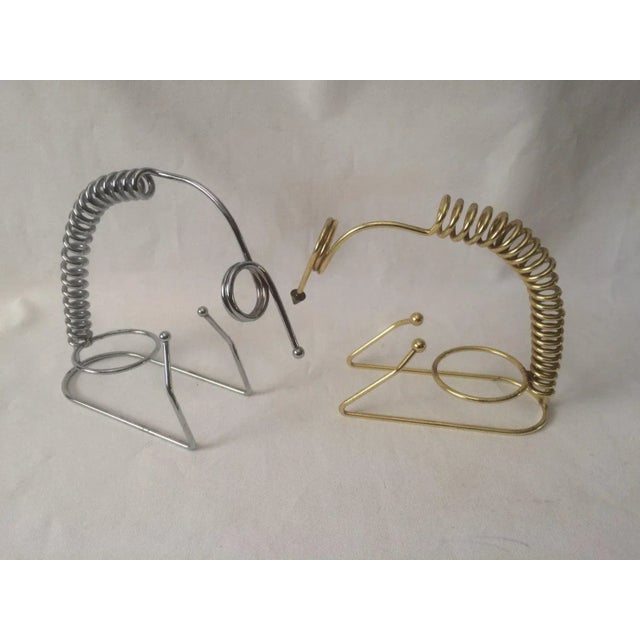 Pair vintage modern hollywood regency brass chrome wine server. Of the period: mid-century, modern country: usa date of...