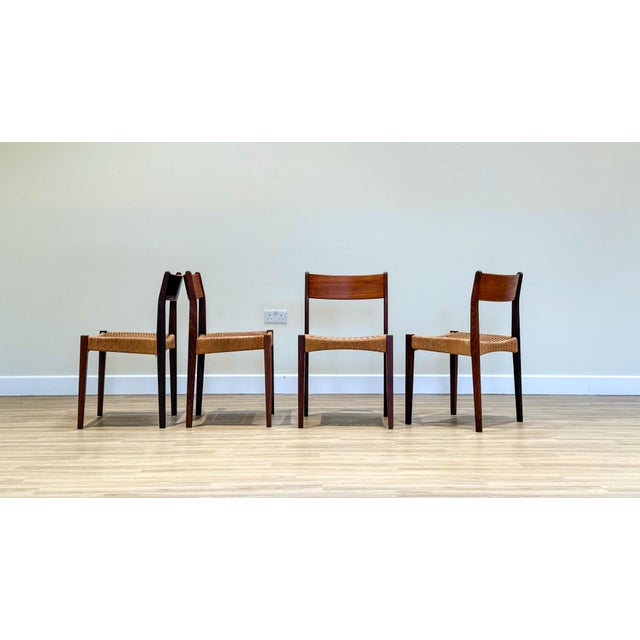 Danish Chairs in Teak and Paper Cord attributed to Poul Volther, 1960s, Set of 4 For Sale - Image 14 of 14
