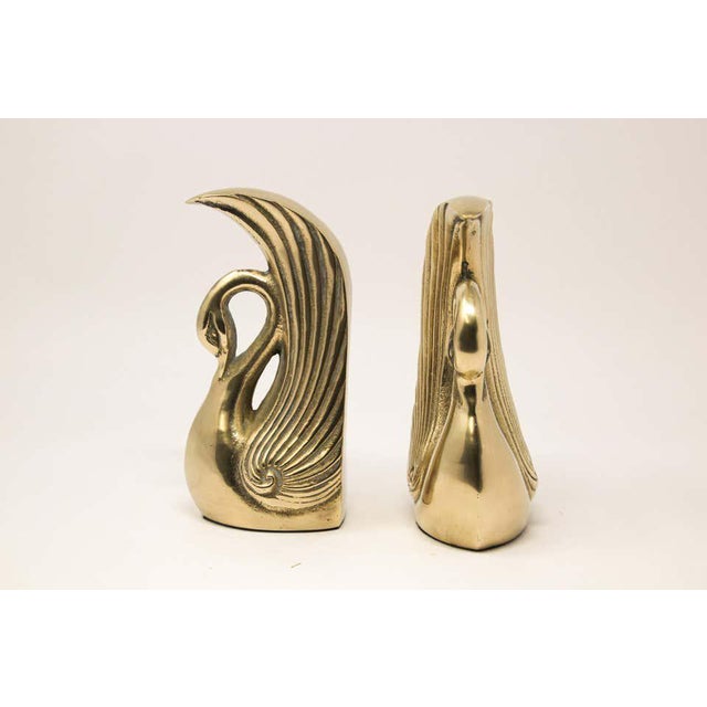 Vintage Polished Cast Brass Art Deco Swan Bookends Circa 1950 a Pair Chairish
