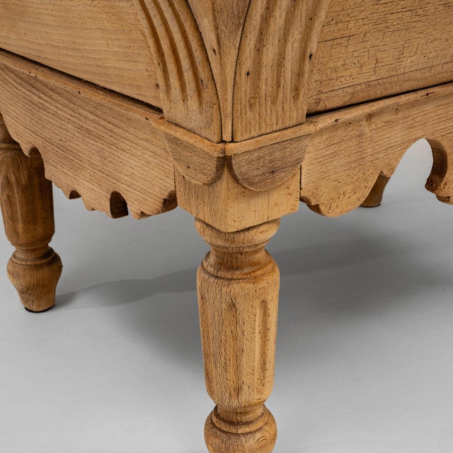 1900-1909 France Weathered Honey Oak Carved Oak Marble-Top Commode For Sale - Image 11 of 11