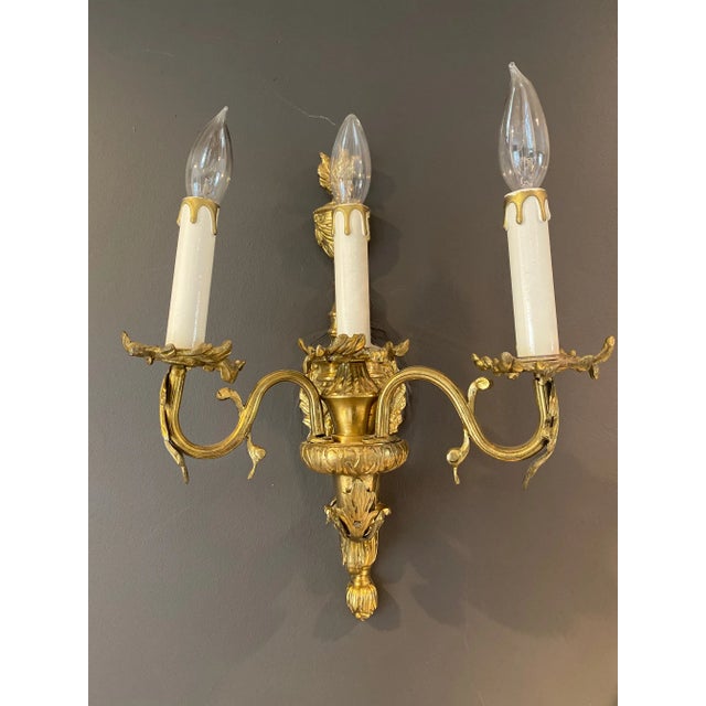 1920s Antique Bronze Sconces - a Pair For Sale - Image 4 of 9