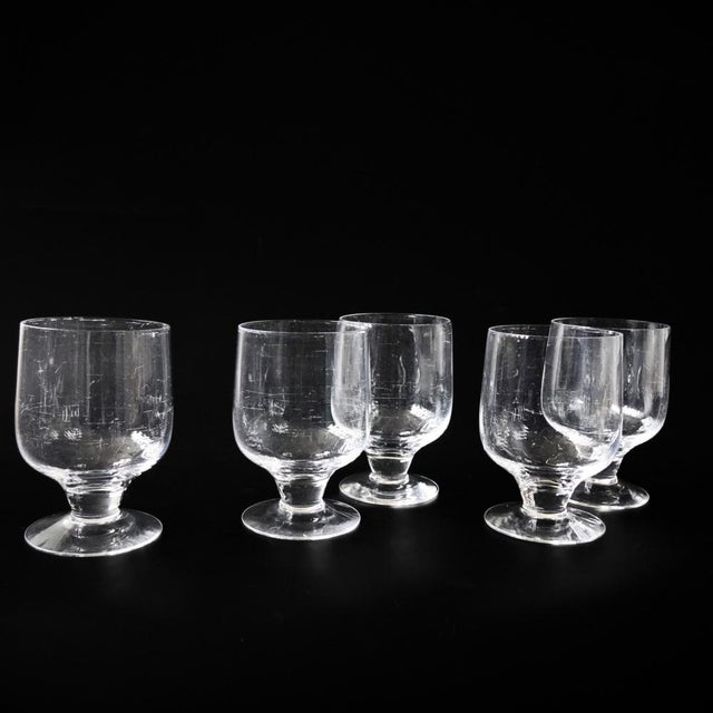 Mid-Century Crystal Beer Glasses on Foot, Sweden, Set of 5 For Sale - Image 4 of 5
