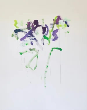 "I Keep Thinking This Is Over, This Is Not Over / Lime Green Purple" " Original Floral Acrylic Painting by Simon Findlay