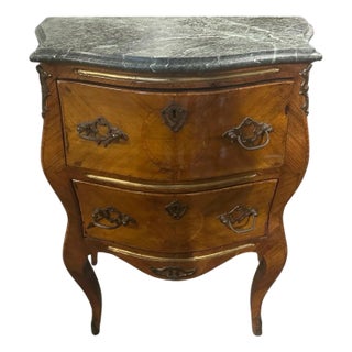Mid 18th Century An Authentic Louis XVI Walnut and Verde Alpi Marble Italian Chest of Drawers For Sale