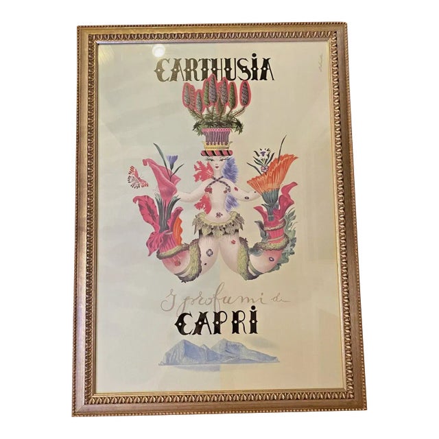 1960s Framed Vintage Italian Advertising Carthusia Profumi
