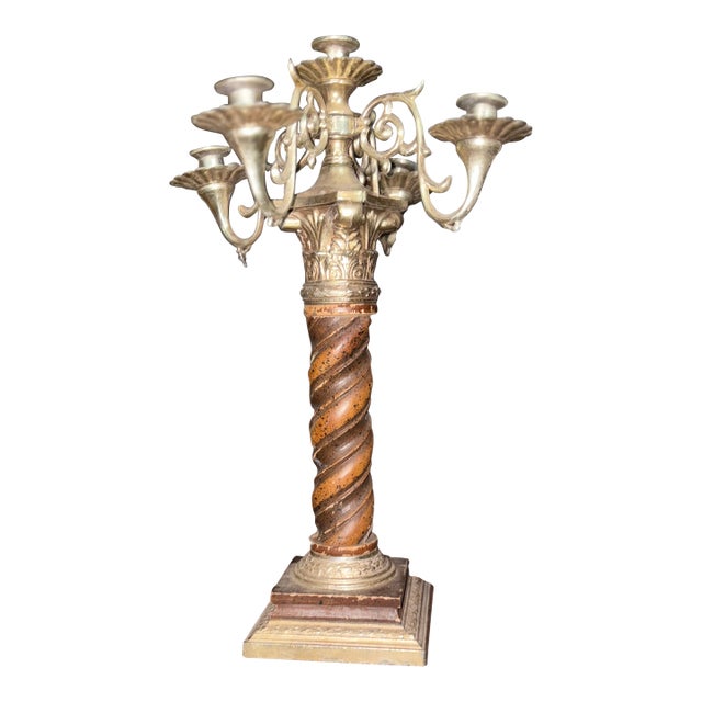 Wood Vintage Candlebra For Sale