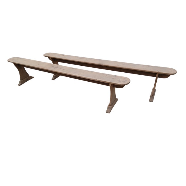 Antique Oak Benches, 1880, Set of 2 For Sale - Image 4 of 4