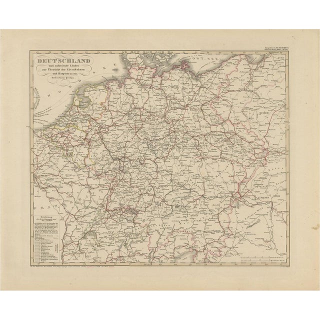 Antique Map of Germany's Railway Transport Network, 1857 For Sale - Image 11 of 11