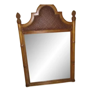 1980s Tommy Bahama Style Mirror Tone Wood Frame