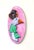 This artwork features a whimsical depiction of a goose adorned with a green striped scarf and a donut perched atop its...