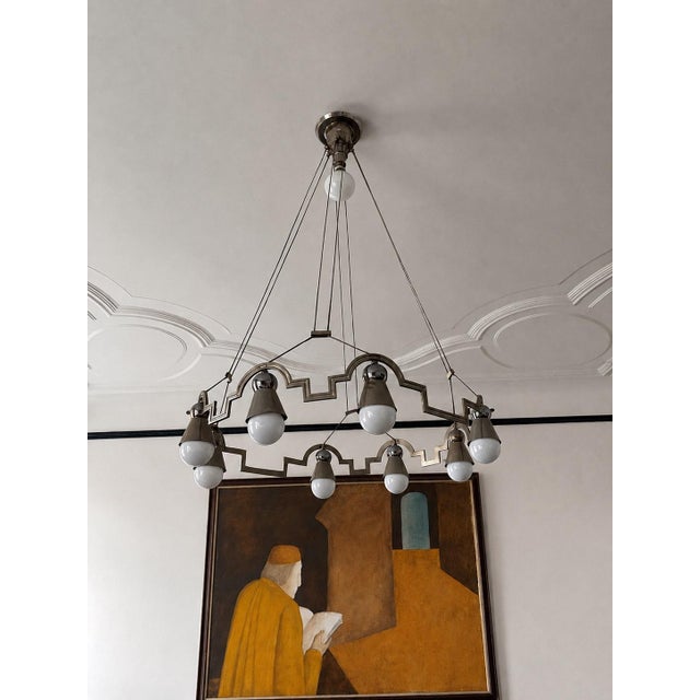 Bauhaus Art Deco Bauhaus School Ceiling Chandelier, 1930 For Sale - Image 3 of 5