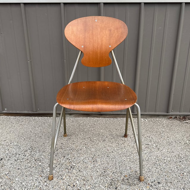 Mid-Century Modern Steen Eiler Rasmussen & Kai Lyngfeldt Larsen for Danbork Plywood School Chair For Sale - Image 3 of 9