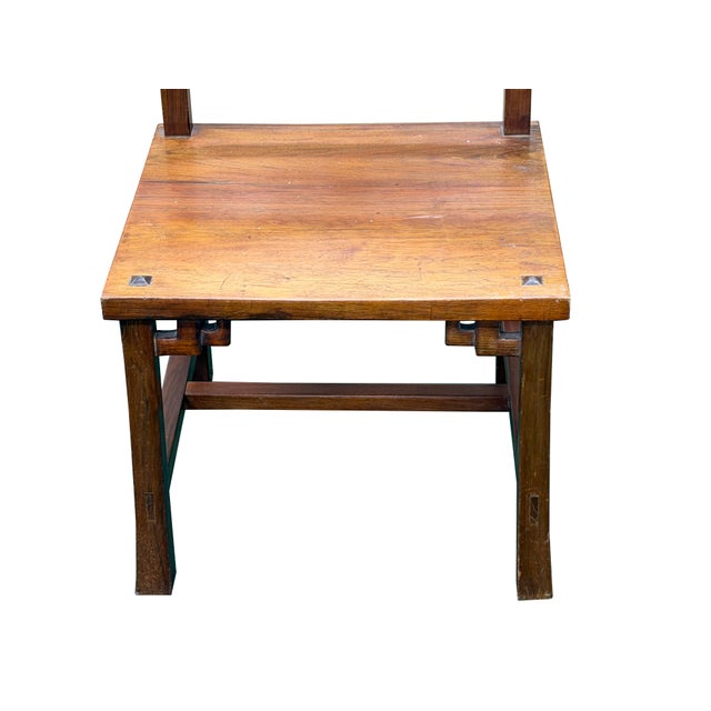 Auburn Zen Oriental Straight Legs Bars Backrest Solid Wood Chair For Sale - Image 8 of 9