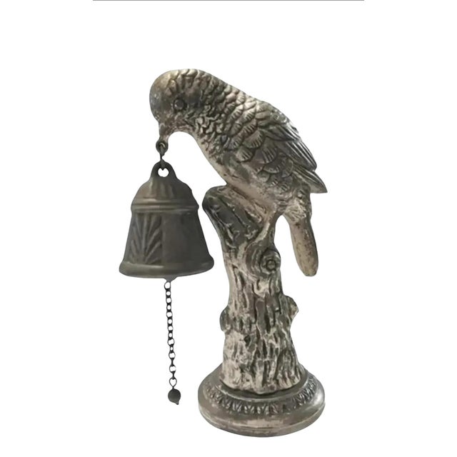 Metal Mid 20th Century Vintage Ornate Metal Tabletop Perched Bird Bell For Sale - Image 7 of 7