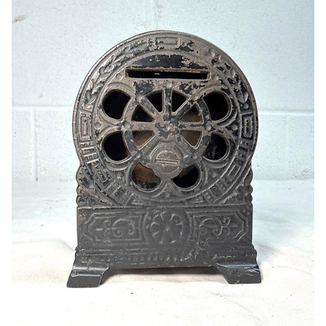 Rare Antique 1800's h.l. Judd "Clock W/ Moveable Hand" Cast Iron Still Bank For Sale - Image 10 of 10
