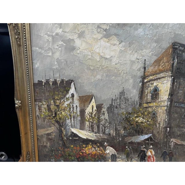 Burnett, Paris Street Scene, Oil Painting on Canvas For Sale - Image 5 of 8