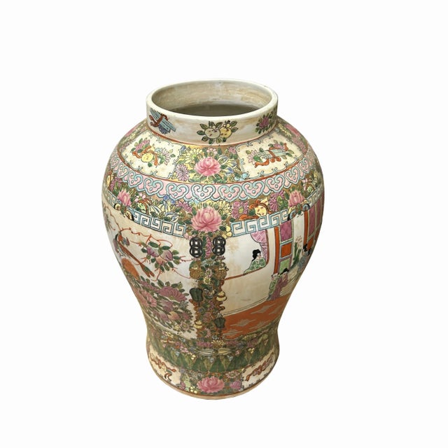 This is a Chinese decorative porcelain vase with people's scenery painted on the surface. It is a Republic of China period...