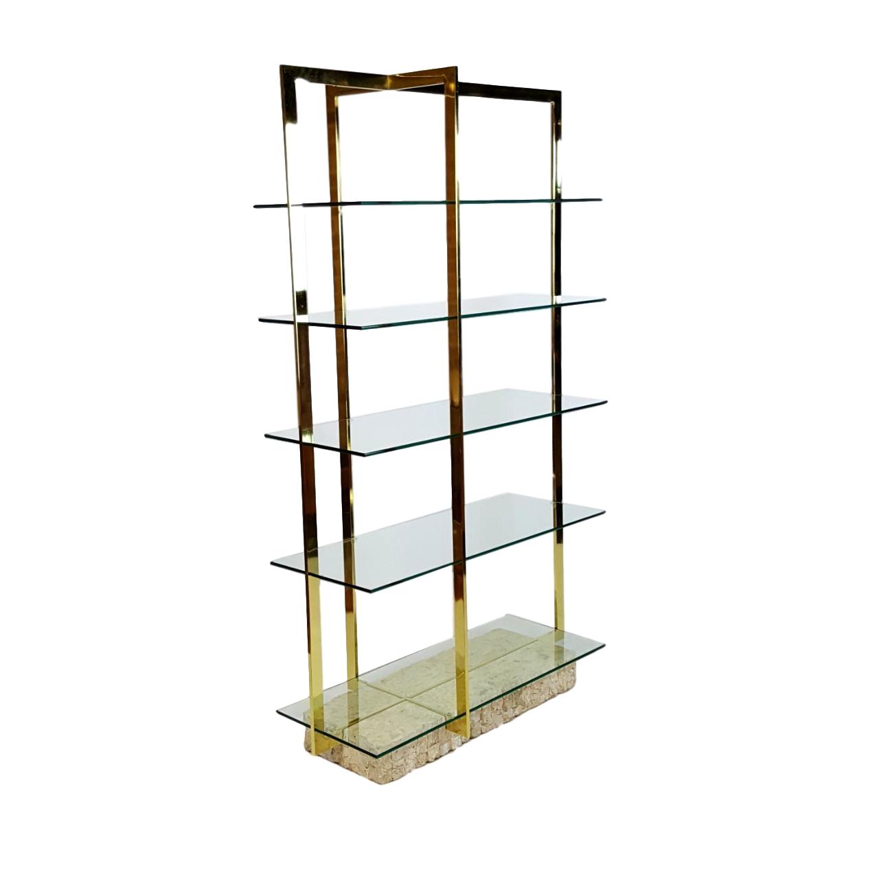 Brass Etagere With Faux Tesselated Marble Base Chairish