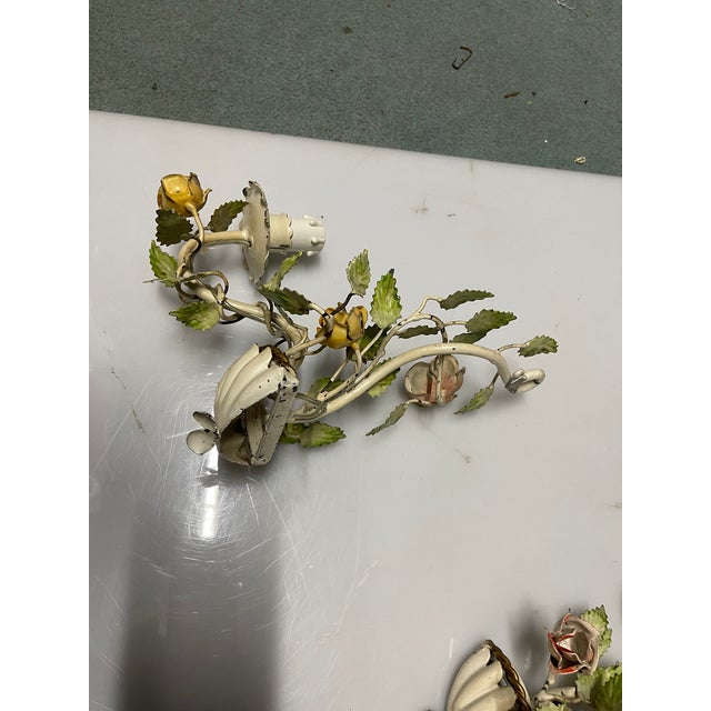 Tole Flower Sconces, 1960s, Set of 2 For Sale - Image 14 of 16