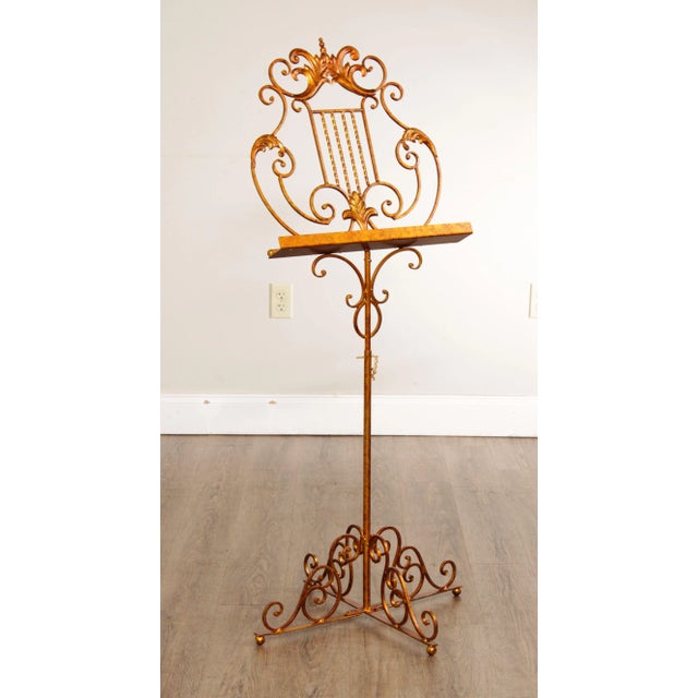 Victorian Victorian Style Italian Gilt Metal Music Stand For Sale - Image 3 of 13
