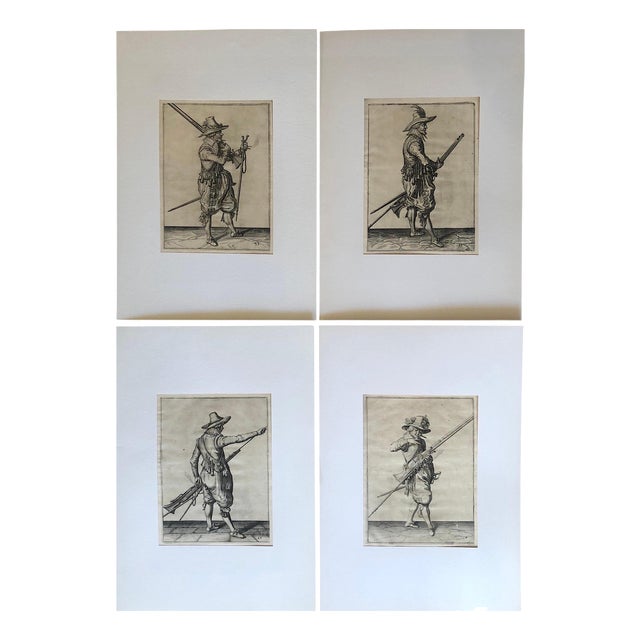 Jacob De Ghein, Soldiers with Medieval Weapons, 1607, Etchings on Paper, Framed, Set of 4 For Sale