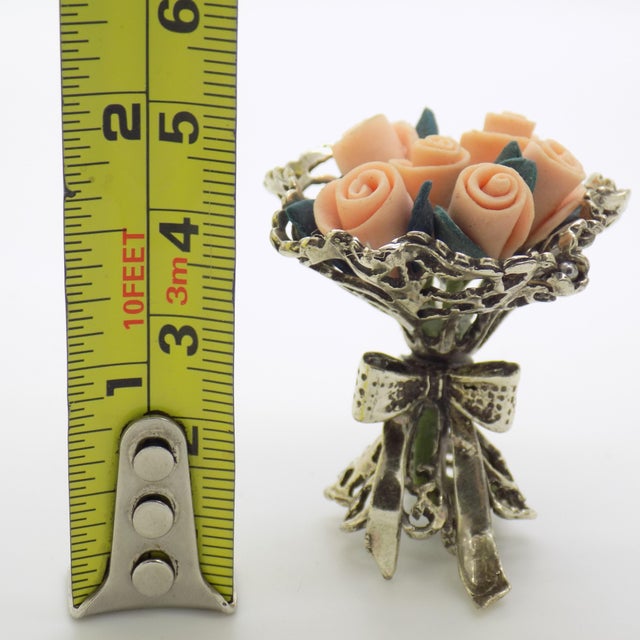 Vintage Italian Handmade Genuine Silver & Salt Dough Flower Bouquet Figurine For Sale - Image 12 of 12