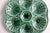 A lovely antique French Sarreguemines majolica oyster plate in gorgeous green, circa 1930. Maker's mark on reverse. It...