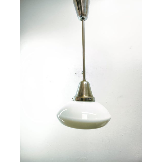 Mid-Century Modern Vintage Hanging Light in White Opal Glass, 1950s For Sale - Image 3 of 12