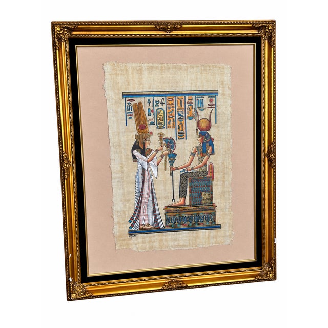 Figurative Early 21st Century Signed Mourad Egyptian Revival Figural Artwork in Ornate Gold-Tone Frame For Sale - Image 3 of 12