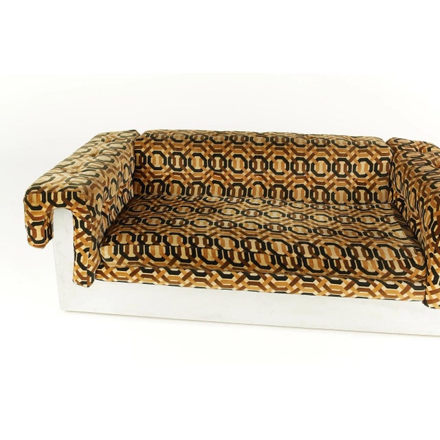 Milo Baughman Mid Century Chrome Base Loveseat With Jack Lenor Larsen Style Fabric For Sale In Chicago - Image 6 of 10