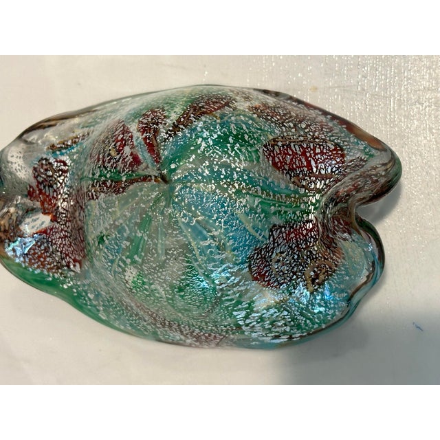 Aqua Vintage Art Glass Confetti Bowl Italy For Sale - Image 8 of 11