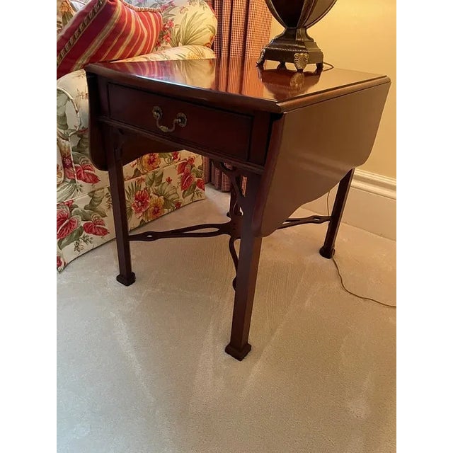 1960s 1960s Pair of Mahogany X-Stretcher Drop-Leaf Tables by Southhampton Usa For Sale - Image 5 of 7