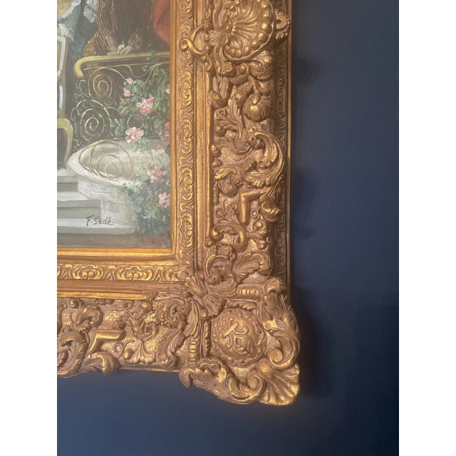 Old World Painting of Friends Gathering For Sale - Image 4 of 9