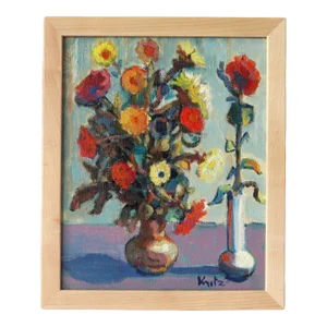 Midcentury Small French Floral Still Life Painting