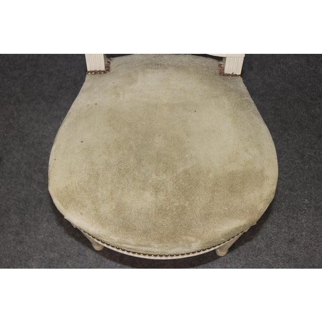 8 White Painted Suede French Louis XVI Style Balloon Chairs by Maison Jansen For Sale - Image 9 of 10