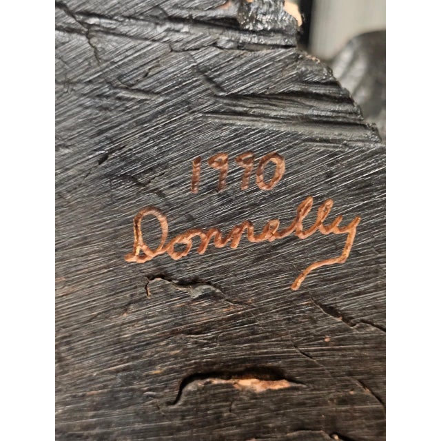 Tan Signed Donnelly 1990 Abstract Wildlife Wood Sculpture – Organic Modern Art For Sale - Image 8 of 8