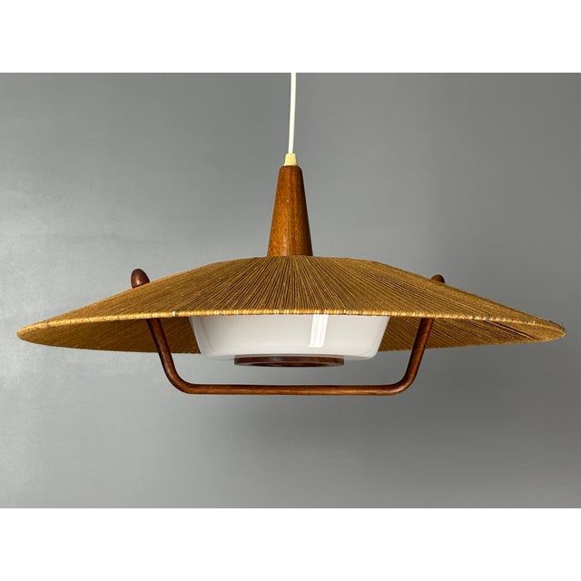 Large sisal and teak pendants by Temde, 1960s-1970s. We actually have two pieces of this model in stock. The other one is...