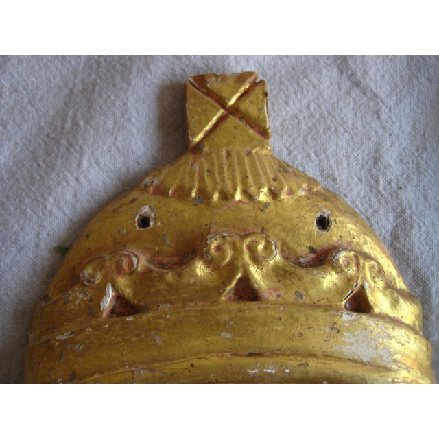 Paire of Italian Gilde Carve Wood Pope Tiara 1700 Hundreds For Sale - Image 4 of 7