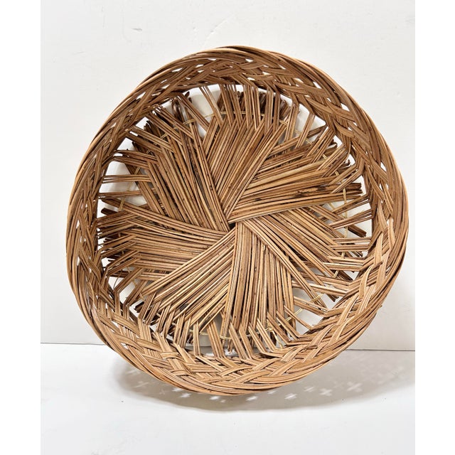 Rustic Vintage Woven Rattan Napkin Rings With Matching Tray – Set of 6 - Coastal Entertaining Tabletop Basket Set For Sale - Image 3 of 9