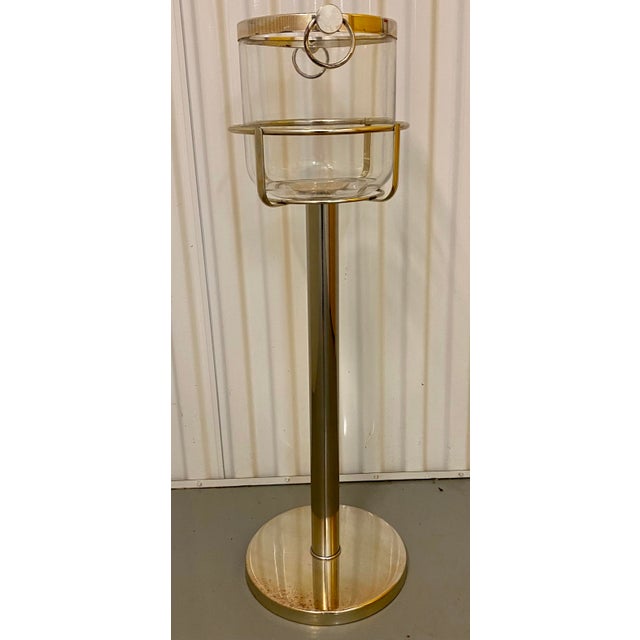 Mid Century Vintage Silver Plate & Glass Wine Bucket on Stand Chairish