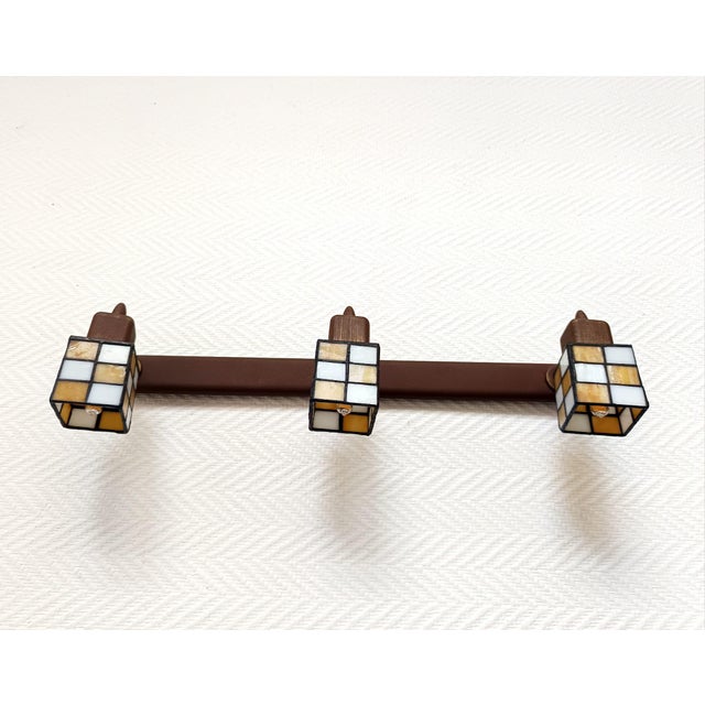 Art Deco Tiffany-Style Trio Ceiling Light, 1980s For Sale - Image 6 of 11