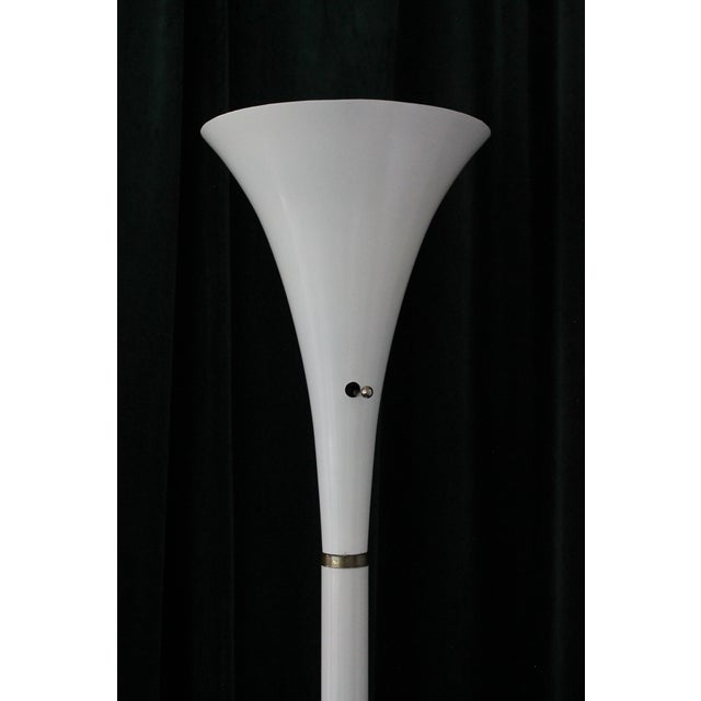 Vintage 60s Trumpet Floor Lamp, Mid-Century White Laurel Style Torchiere Lamp For Sale - Image 10 of 10