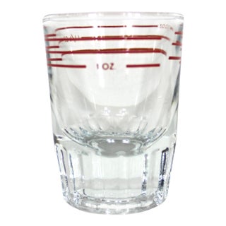 Vintage Dominion Glass Jigger Red Lines Bar Measure 1 1/2 Ounce Oz Measuring Shot For Sale